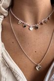 Free Spirit Forevermore Double Necklace Silver Pink
